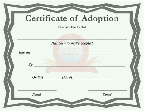 40 Real And Fake Adoption Certificate Templates Printable In Unique