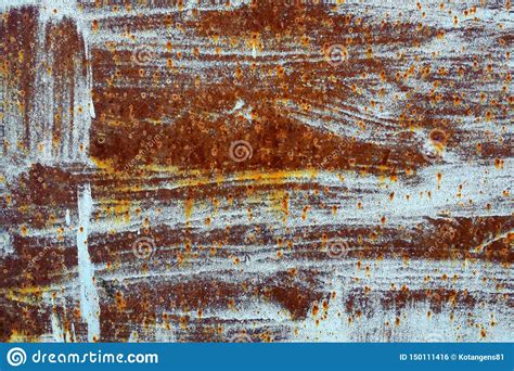 Rusty Metal Texture With Peeling Blue Paint Stock Photo