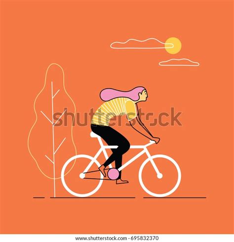 Girl Riding Bicycle Vector Illustration Stock Vector Royalty Free 695832370 Shutterstock