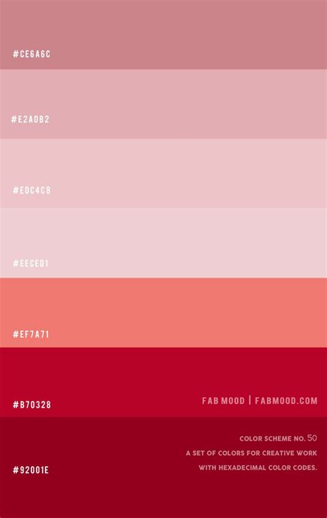 Reddish Pink ― Color Scheme 50 Color Palette Pink Pink Color Schemes
