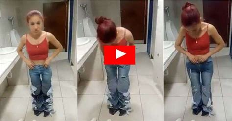 woman shoplifter caught wearing 8 pairs of jeans bizarre video goes viral