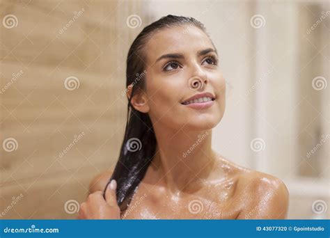 Taking Shower Stock Photo Image Of Bathroom Pleasure