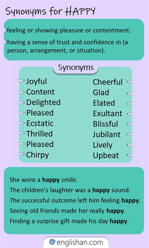 Synonyms For Happy With Example Sentences Englishan