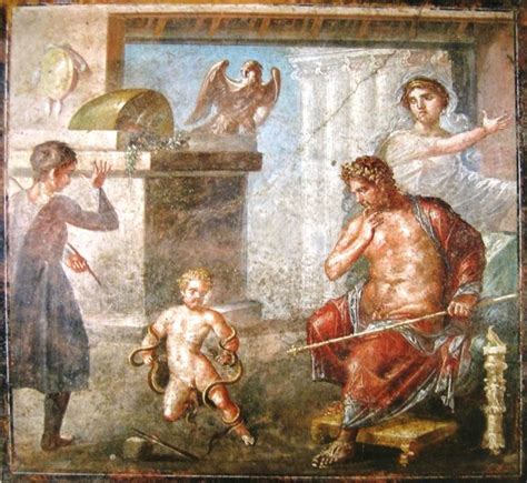 Fresko aus dem Haus der Vettier Jh v Chr Pompeji Das Gemälde zeigt eine Episode aus dem