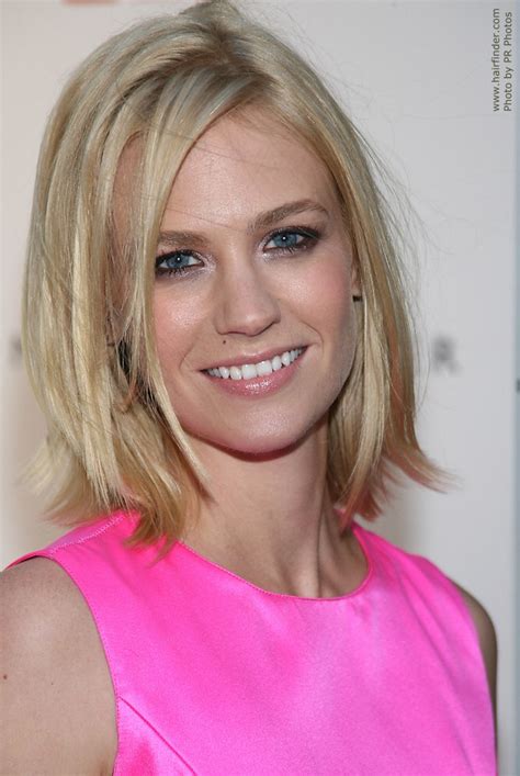 Whether your hair is damaged from a few too many dye jobs or you're bored with a style you've worn for the past five years, sometimes a new short 'do is not only wise but. January Jones | Medium length blonde hairstyle with a flip ...