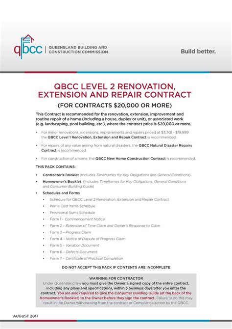 Pdf Qbcc Level 2 Renovation Extension And Repair Contract €¦ · Qbcc