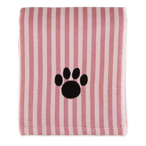 Bone Dry Rose Stripe Embroidered Paw Pet Towel 44 L X 275 W X 02