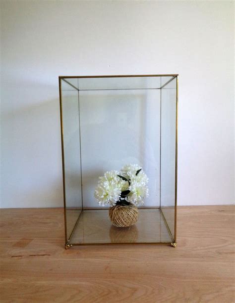 Extra Large Brass Glass Display Case Box Vintage Terrarium Etsy Glass Display Case Glass