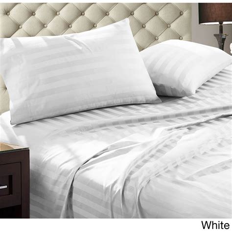 Egyptian Cotton 1 Duvet Cover Only White Stripe Color 800 Thread Count
