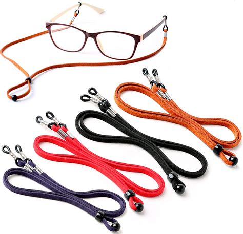 Glasses Strap Holders 5pcs Leather Eyeglasses Chains Adjustable