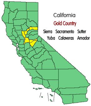 At head of panel title: A great map on the California Gold Country (With images) | California gold, Gold, Country