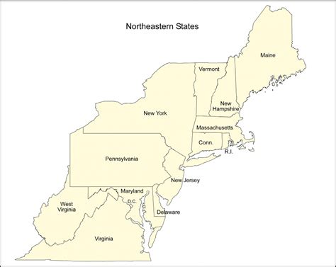 Blank Map United States Eastern Region Awesome North East United