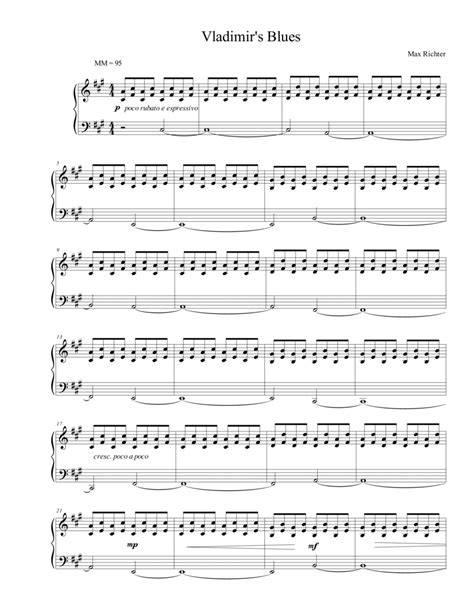 Vladimirs Blues Sheet Music Max Richter Piano Solo