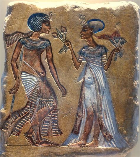 Tutankhamun With His Wife Ankhesenamun She Is Giving Him Lotus Flowers