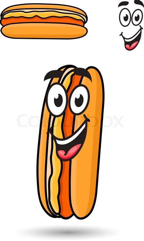 Hotdog On A Fresh Roll With A Happy Goofy Smile With A Second Variation