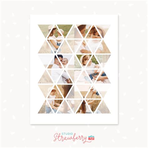 Triangle Photo Collage Template Strawberry Kit
