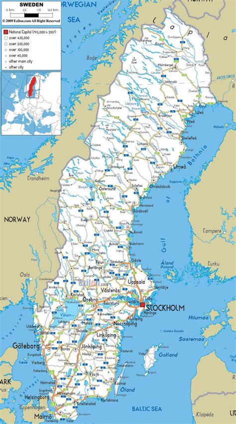 Sweden Cities Map Sweden Map With Cities Northern Europe Europe