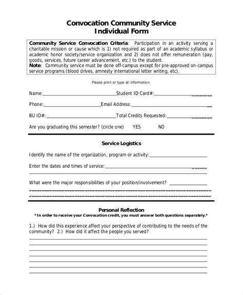 Free 10 Sample Community Service Forms In Pdf Ms Word