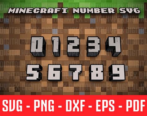 Minecraft Font Svg Minecraft Numbers Minecraft Alphabet Etsy Images
