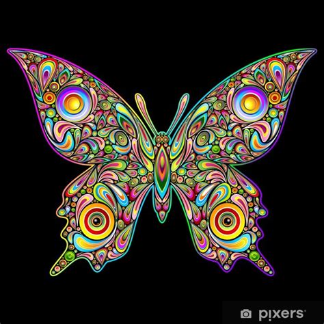 Fototapete Psychedelic Butterfly Art Schmetterling Style Design
