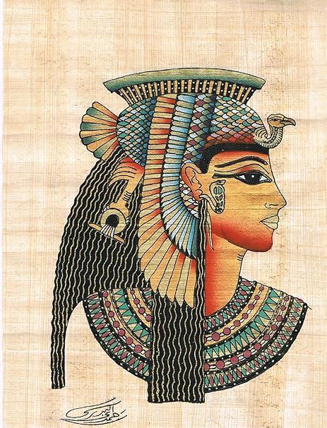 Hand Painted In Egypt Natural Papyrus Shows Queen Cleopatra