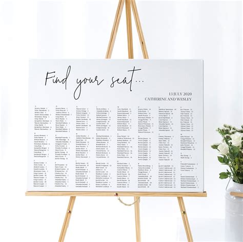 Elegant Wedding Seating Chart Wedding Table Plan Modern Seating Plan