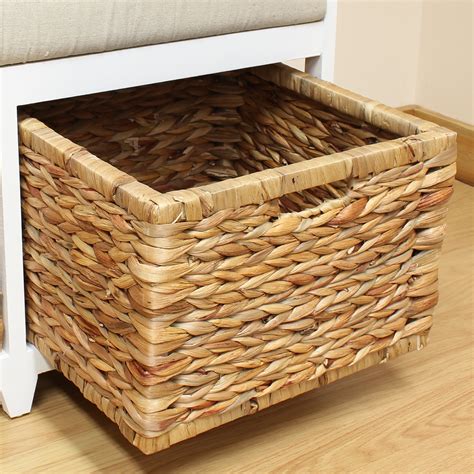 You might also like this photos or back to how to make a padded storage bench. Storage Bench Cushion Seat & Seagrass Wicker Baskets ...
