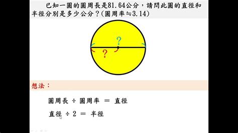 已知一圓的圓周長是81 64公分，請問此圓的直徑和半徑分別是多少公分？ Youtube