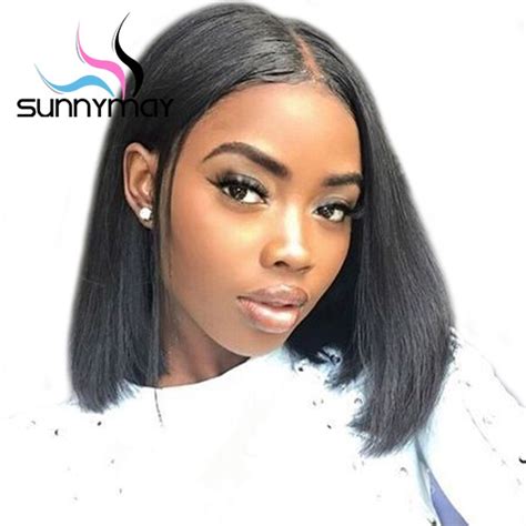 Sunnymay 4x4 Short Bob Lace Front Wigs Pre Plucked Straight Wigs With