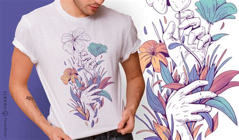 Colección De Diseños De Camisetas De Manos Florales Para Merch