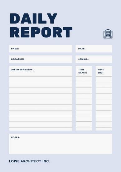 Daily Work Report Template Best Template Ideas