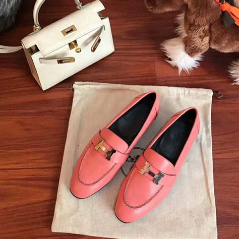 Hermes Women Shoes Paris Loafer Pink Lulux