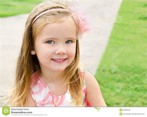 Outdoor Portrait Of Cute Little Girl Stock Photo Image