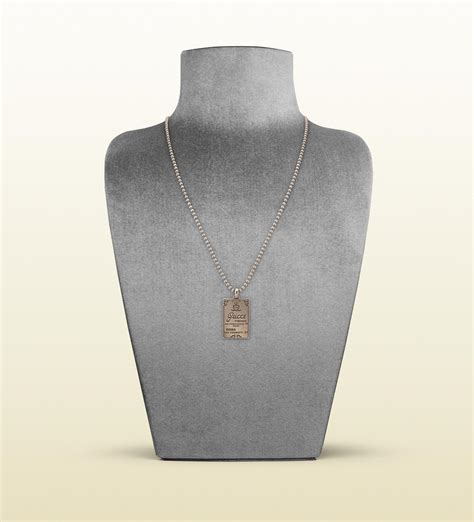Gucci Necklace With Vintage Firenze And Roma Engraved Tag In Silver