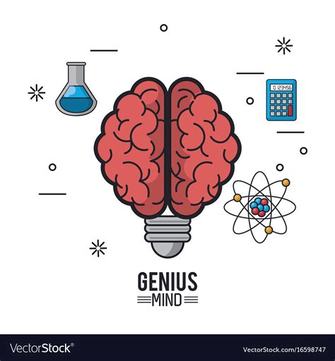 Colorful Poster Genius Mind With Brain Royalty Free Vector