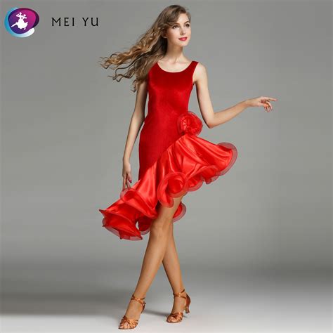 Mei Yu My756 Latin Dance Dress Women Lady Adult Rumba Cha Cha Irregular Sweep Dancing Dress