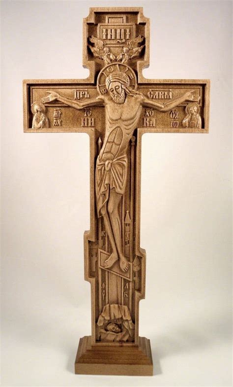 Russian Orthodox Wooden Carved Cross On The Stand Beech Large Etsy In