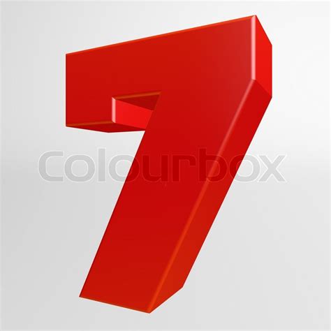 Red Number Seven On White Background Stock Photo Colourbox