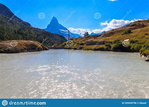 View Of Moosjisee Lake And Matterhorn Mountain At Summer On The Five