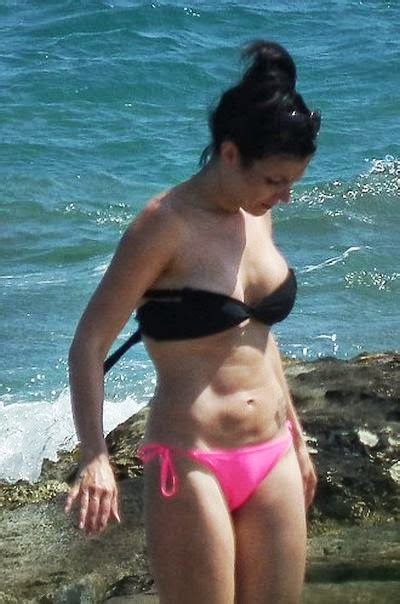 Retro Bikini Kym Marsh Cools Of In A Pink Bikini As She Displays Her