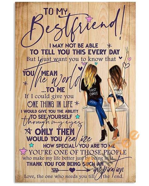 To My Best Friend Unframed Satin Paper Wrapped Frame Canvas Wall