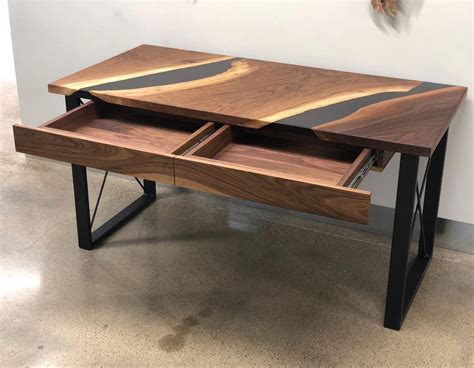Custom Made To Order Live Edge Table Walnut Modern Etsy Modern Wood Desk Live Edge Table