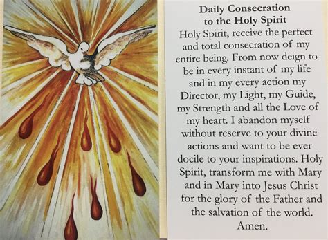 Daily Consecration To The Holy Spirit Prayer Card — Fullness Of Grace