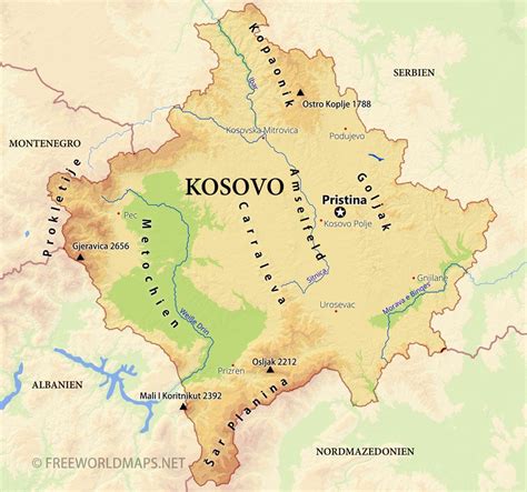 Illustration über abbildung einer ausführlichen politischen karte der neuen unabhängigen nation von kosovo. Kosovo Karten - Freeworldmaps.net