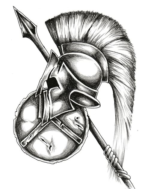 A Drawing Of A Helmet With A Feather On It And An Arrow In The Middle