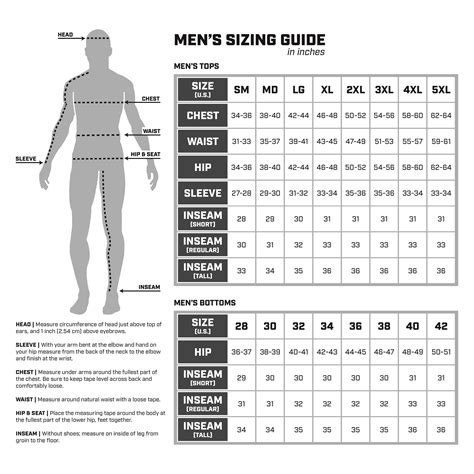 Men S Size Pants Chart