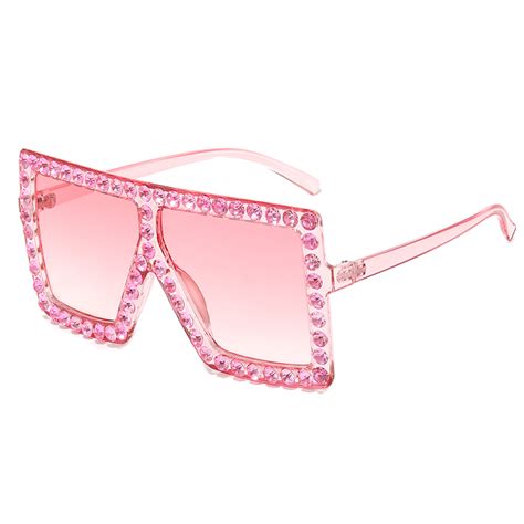 Wholesale Oversize Square Rhinestones Women Sunglasses Superhot Eyewear