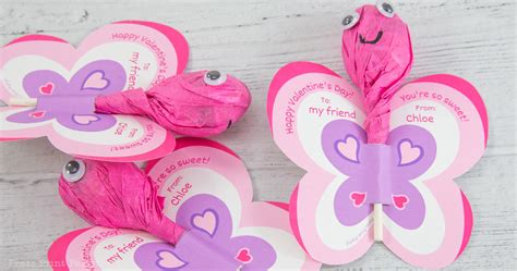 Free Printable Valentine Cards Butterfly Lollipops Press Print Party