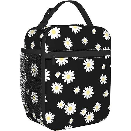 Amazon Com WJLKSJD Black Flower Daisy Lunch Bag For Women Teen Girls