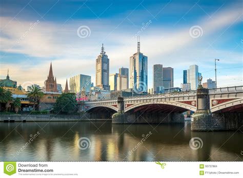 Melbourne City Skyline In Australia Stock Photo Image Of Cityscape